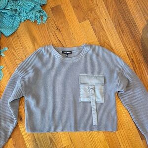 Steve Madden Gray Crew Neck Sweater Ribbed Knit Never Worn